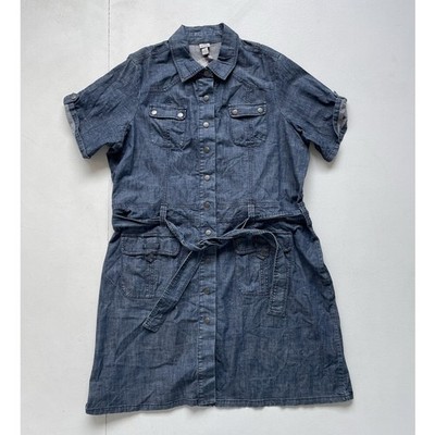 Vtg Y2K VENEZIA Blue Denim Snap Button Collared Dress / Sz 28 / Plus Size NWT
