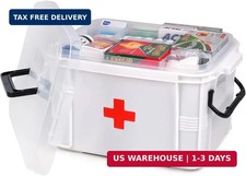 15qt White Medicine Organizer Storage Box with Tray, Plastic First Aid