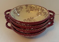 Temptations red floral soup  salad bowls Temp-tations set of 4 vintage by Tara