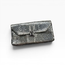 Vintage Whiting Davis Silver Mesh Clutch, Small Metal Mesh Evening Bag, USA Made