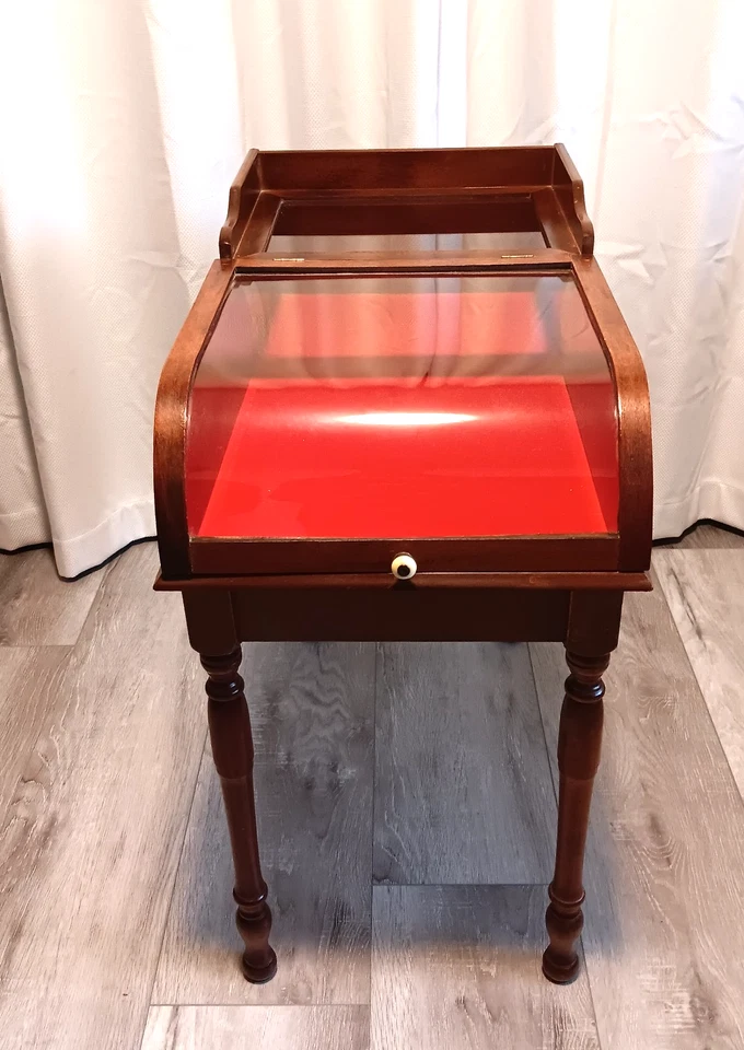 Vitrina victoriana antigua rara de madera y vidrio curvo/vitrina de tienda general Foto 3 de 4