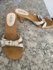 Womens/jrs wooden bottom white leather Mia Slides Size 7 — photo 4