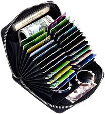 RFID Blocking 24 Slot Credit Card Holder Wallet Real Leather Multi Card Organ...