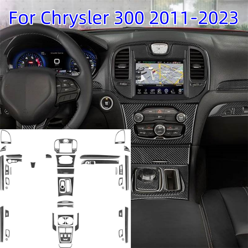 Real Carbon Fiber Interior Full Set Cover Trim Kit For Chrysler 300 2011-23 Set