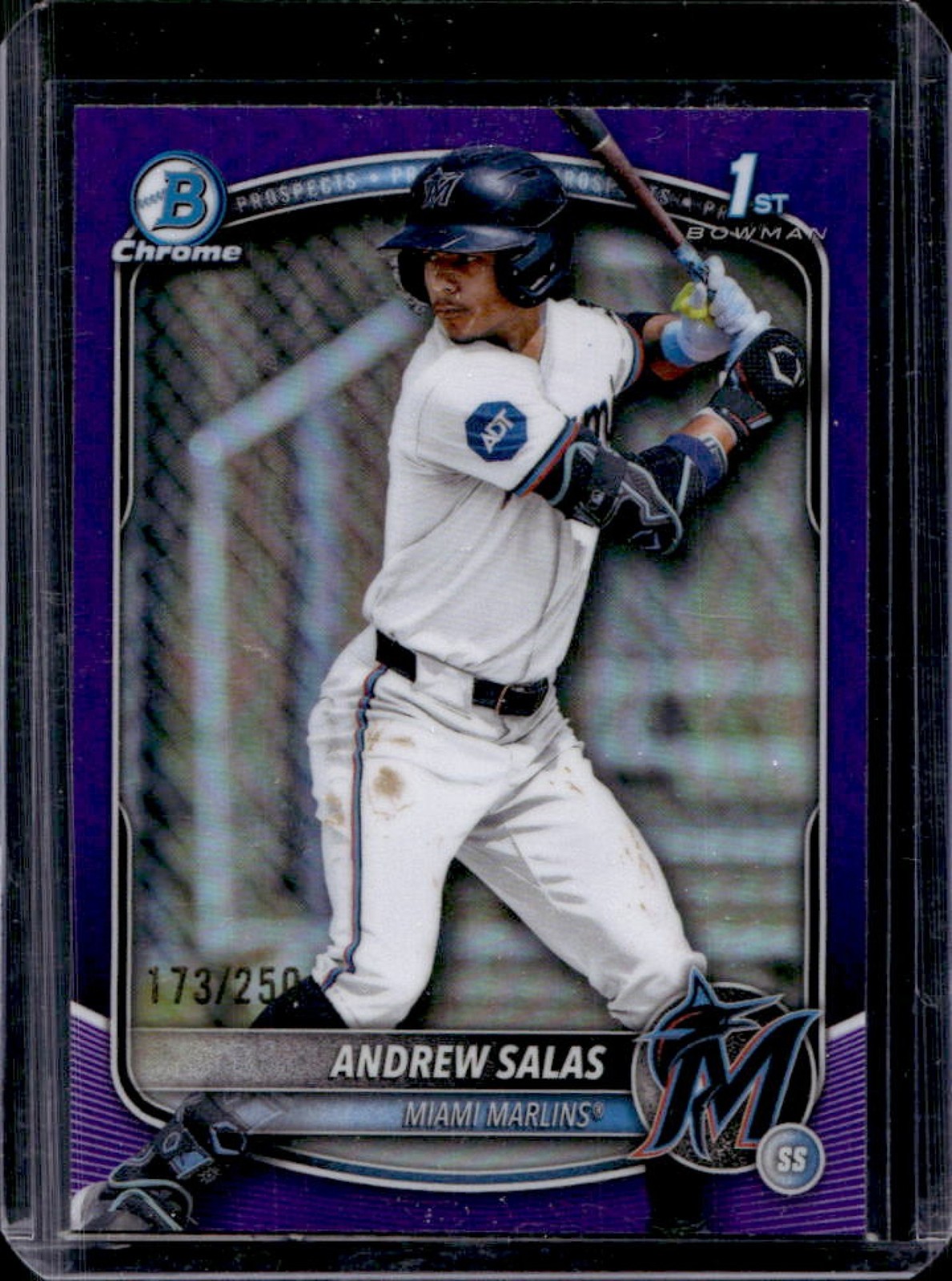 2025 Bowman Chrome Andrew Salas Purple Refractor 1st Prospect #/250 Marlins