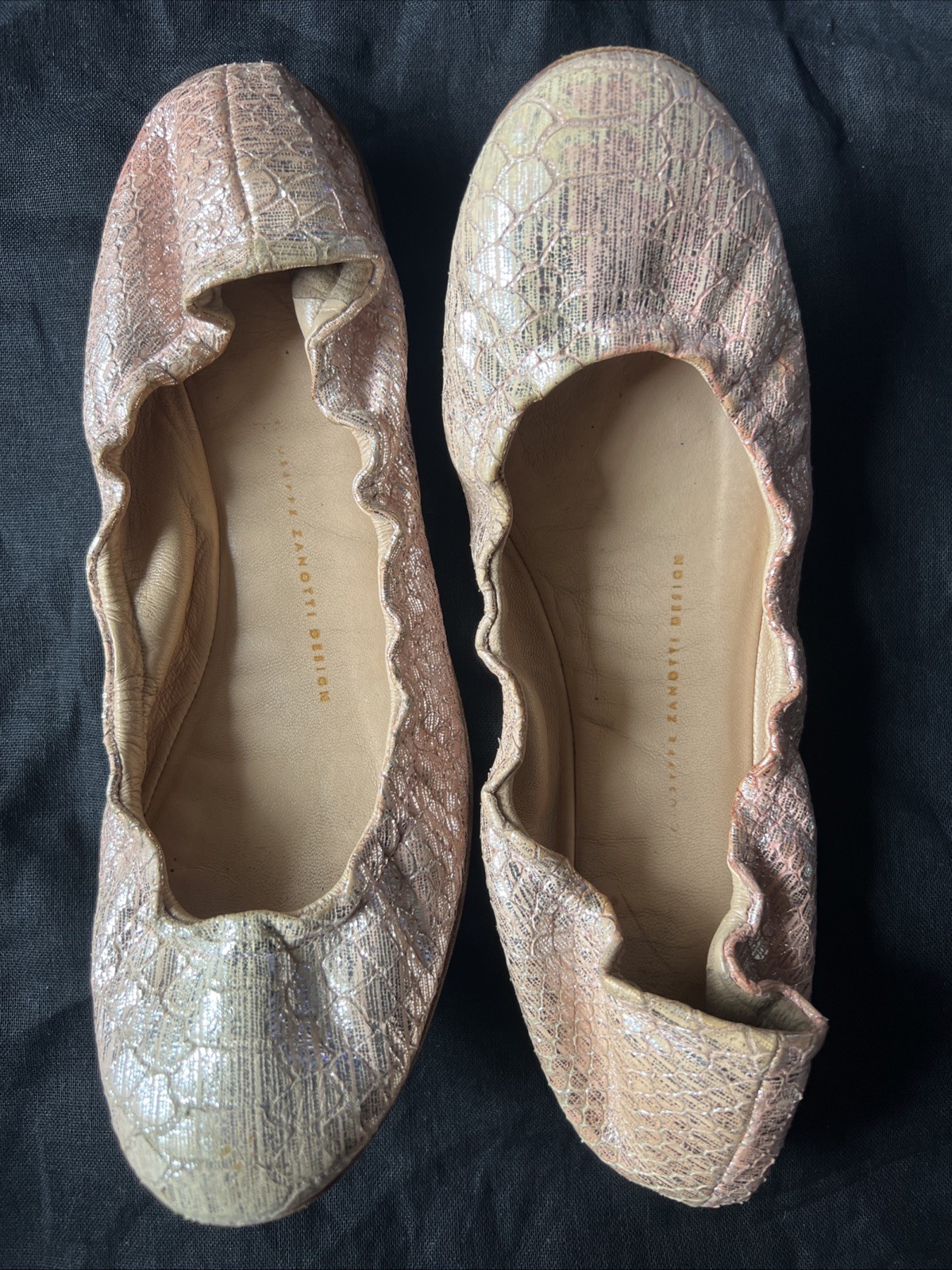 Giuseppe Zanotti  Python Rose Gold Ballet Flats I… - image 1
