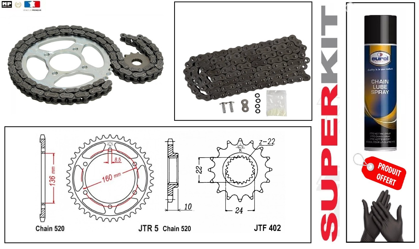 Kit chaine 520 pour restaurer la transmission de votre BMW F 650 ST de 1997