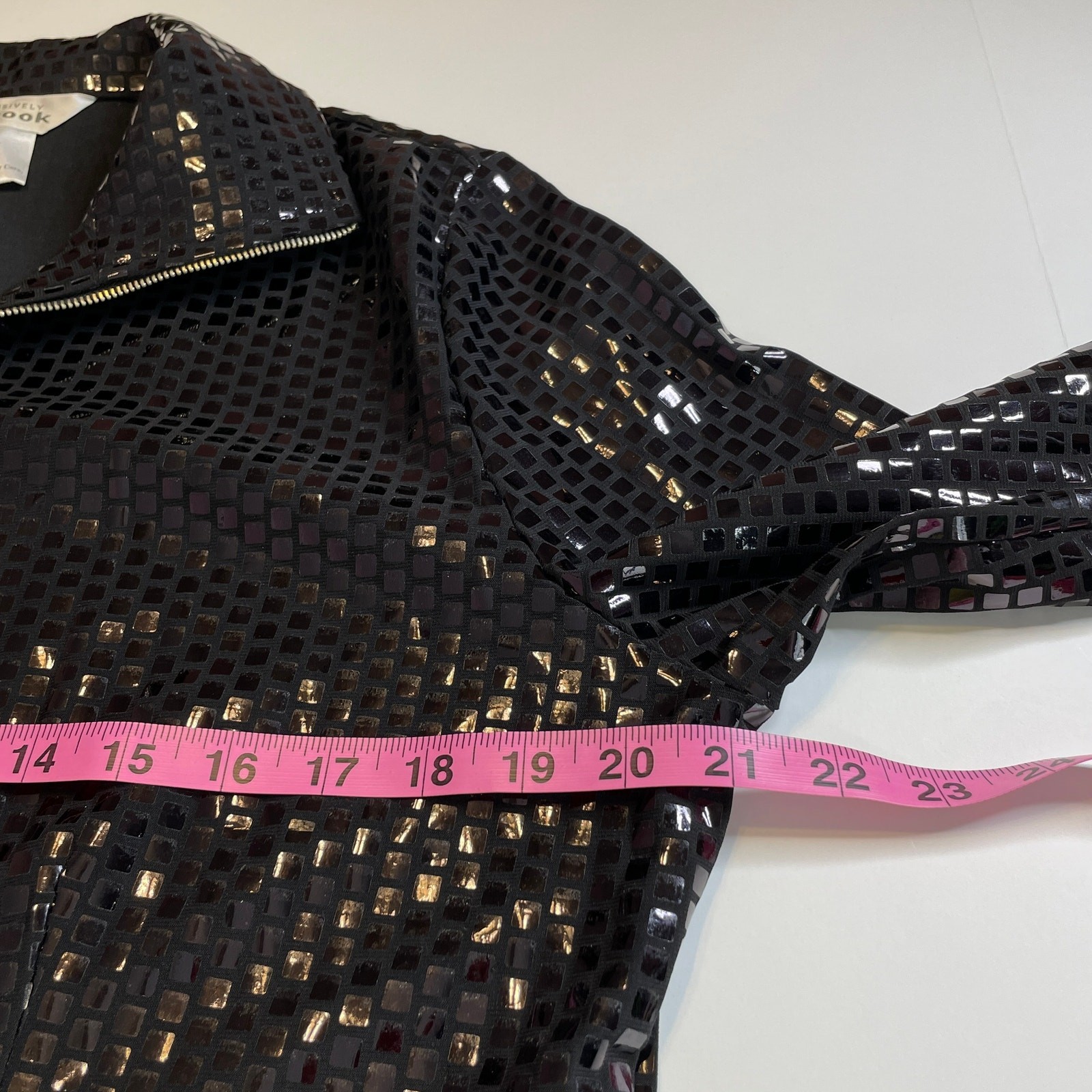 Exclusively Misook Black Square Pattern Shiny Ful… - image 11