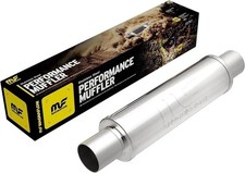 Performance Exhaust Muffler 10416: 2.5"/2.5" Inlet/Outlet, 4x4x14" Round, Stainl