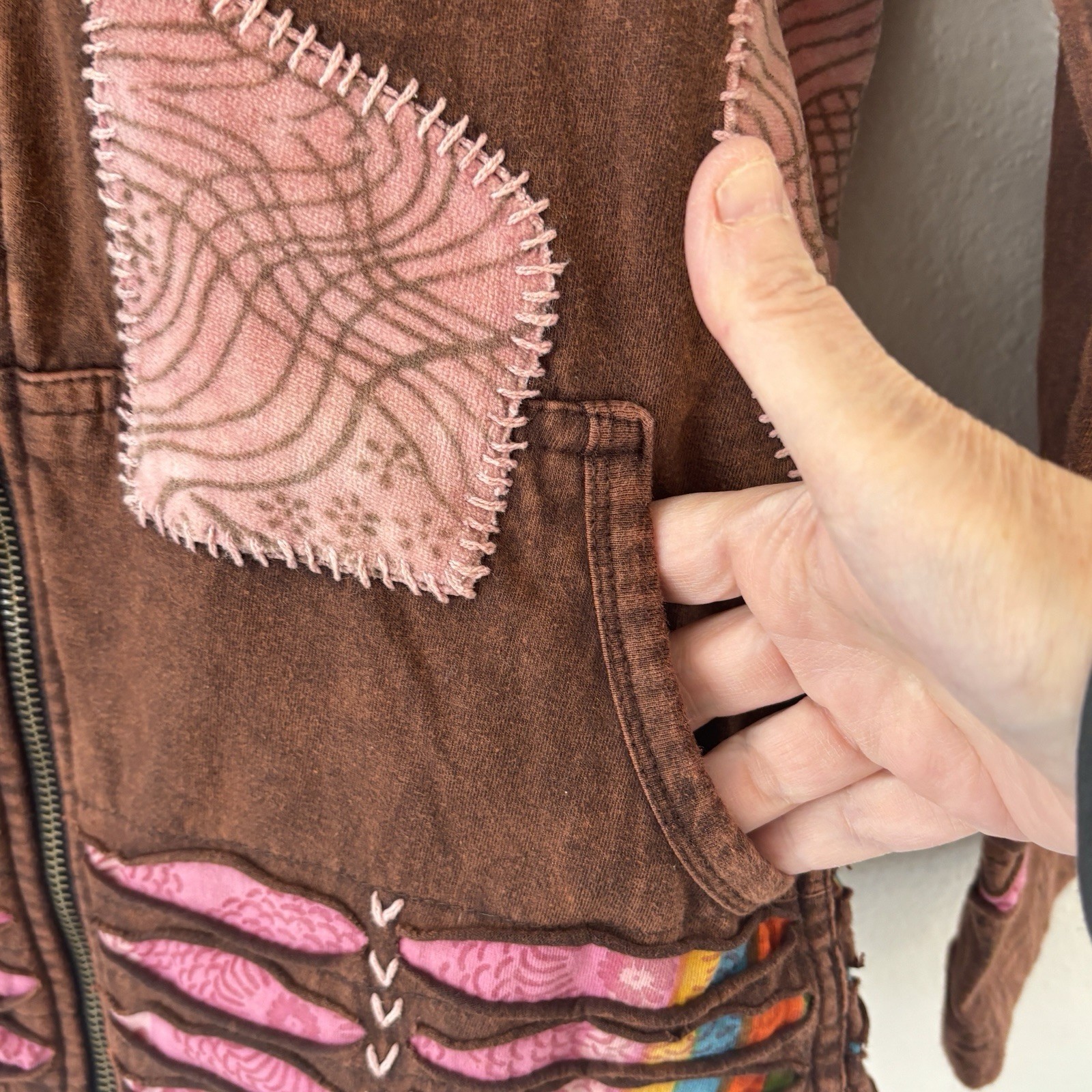 Rising International Patchwork Full Zip Hoodie Ja… - image 9