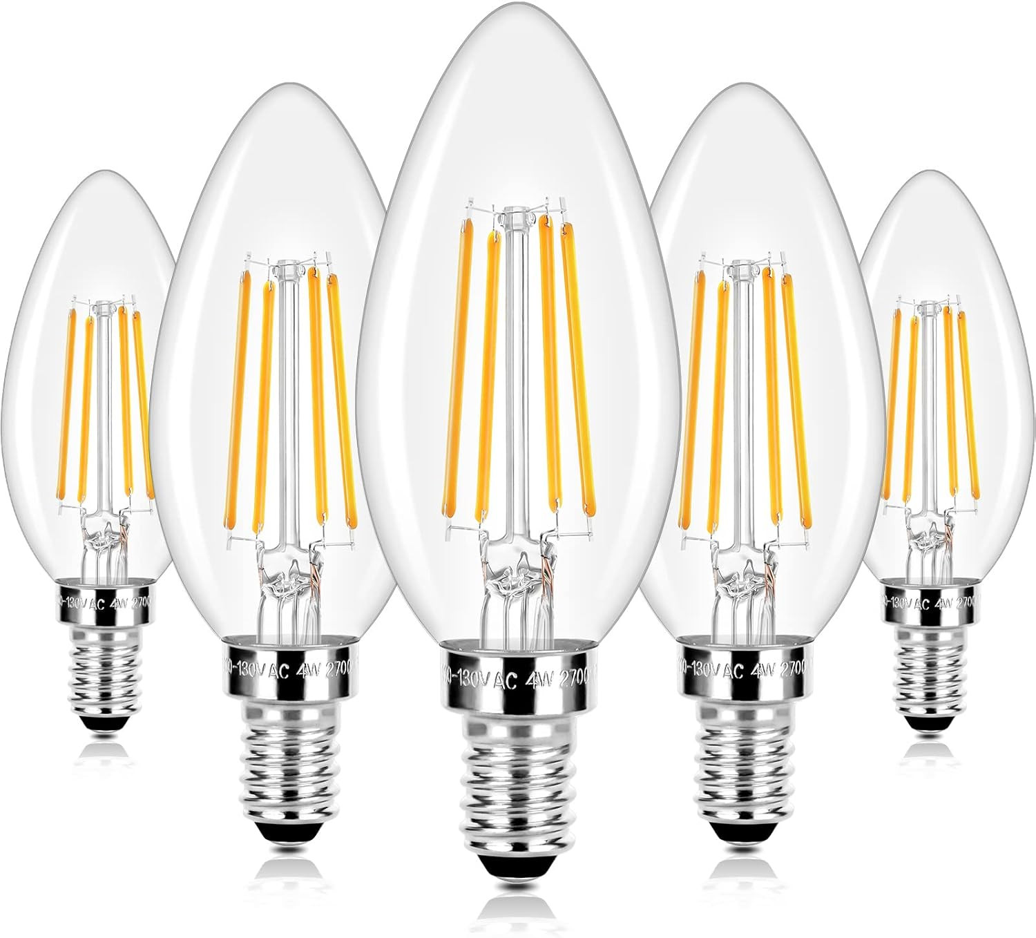 E12 LED Candelabra Bulbs 40 Watt Equivalent, 4W Vintage Candle Light Bulbs Dimma