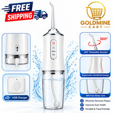 Dental Water Flosser Cordless Oral Irrigator Teeth Cleaner 4 Tips 3 Modes