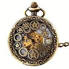 Automatic Mechanical Pocket Watch Unique Retro Mechanical Gear Cutout Pattern