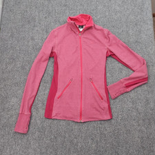 Nike Dri-FIT Jacket Womens Small Pink Full Zip Running Athletic Thumbholes Mock
