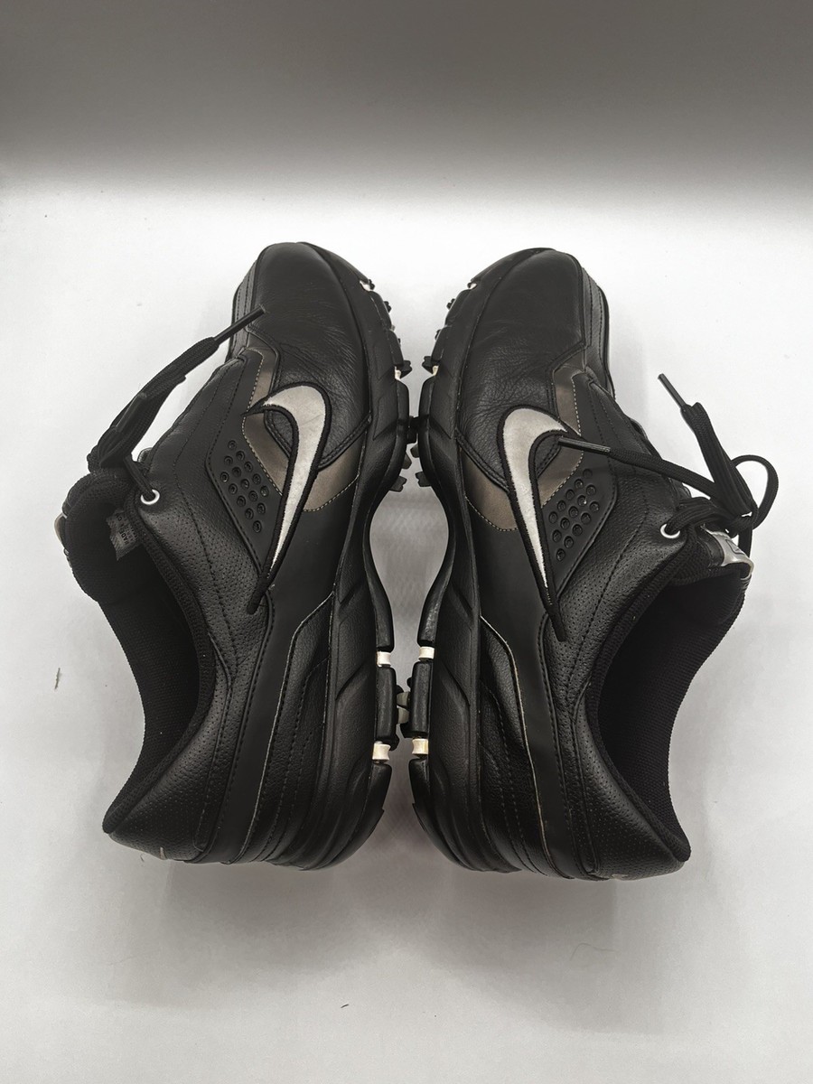 Nike Golf Shoes Mens 9 Black Leather Air Tour Sport TAC Power