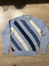 Vintage Maison De Thierry Scottish Shetland Wool Stripe Womens Sweater 38 Rare