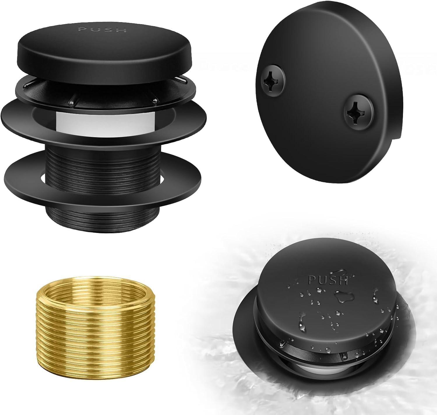Matte Black Tub Drain Overflow Kit Universal Bathtub Drain Replacement