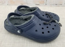 NWOT Crocs Classic Lined Clog Navy Blue Junior Youth Size 4 Fleece Cozy Sandal