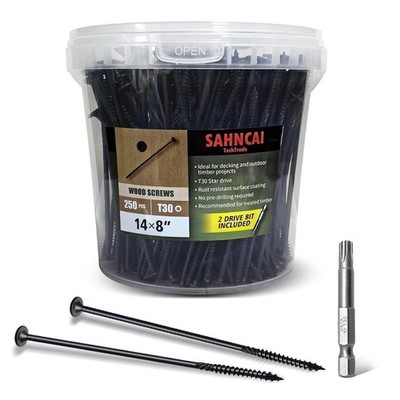 Heavy Duty Wood Screws T30 Star Drive Anti-Rust Self-Drilling Carbon Steel 2in