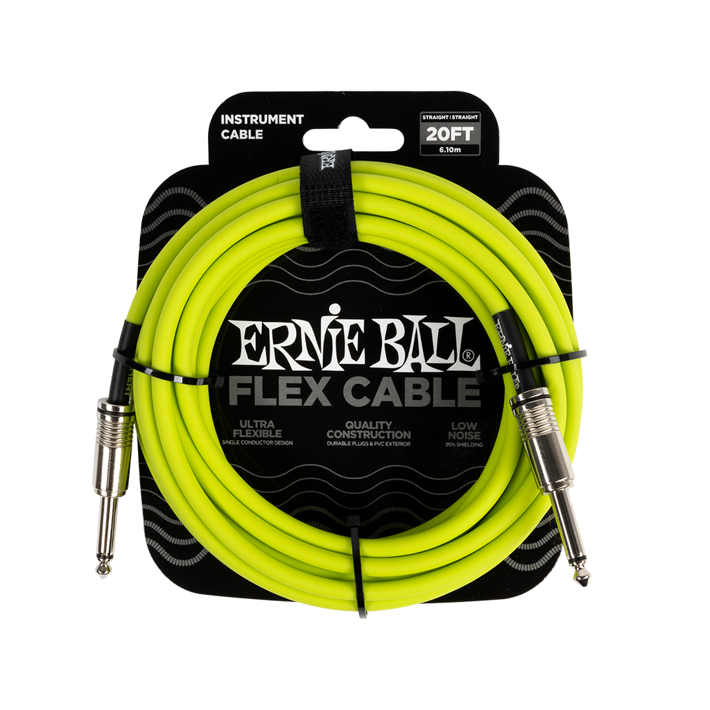 Guitar Instrument Cable Ernie Ball 20ft Green 100% Genuine