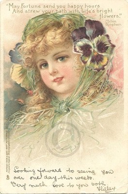 Künstler Frances Brundage Ak Antik Ansichtskarte Jugendstil Mädchen Litho 1906
