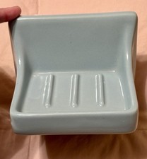 VTG MCM Blue Ceramic Tile Soap Dish Built-In Bathroom Fixture Mid Century 5"x5"