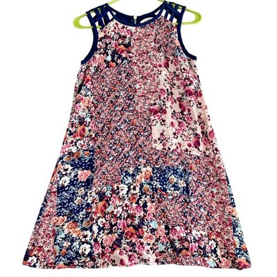 Speechless XS Blue Pink Floral Sleeveless Mini Dress Swing Coquette Garden