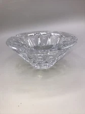 Vintage Large Lead Crystal Cut Clear Glass Cigar Cigarette Ashtray 6” W 2.5”T