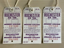 Mohawk Airlines Rochester (ROC) Baggage Tags (3)