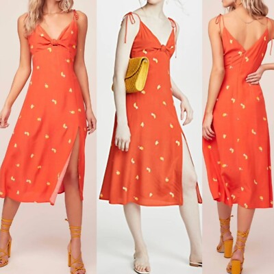 Astr The Label Size M Adjustable Straps Brigette Dress In Atomic Orange  Print | eBay