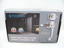 Ticonn Front Door Handle Set Heavy Duty Square Single Cylinder Deadbolt Chrome