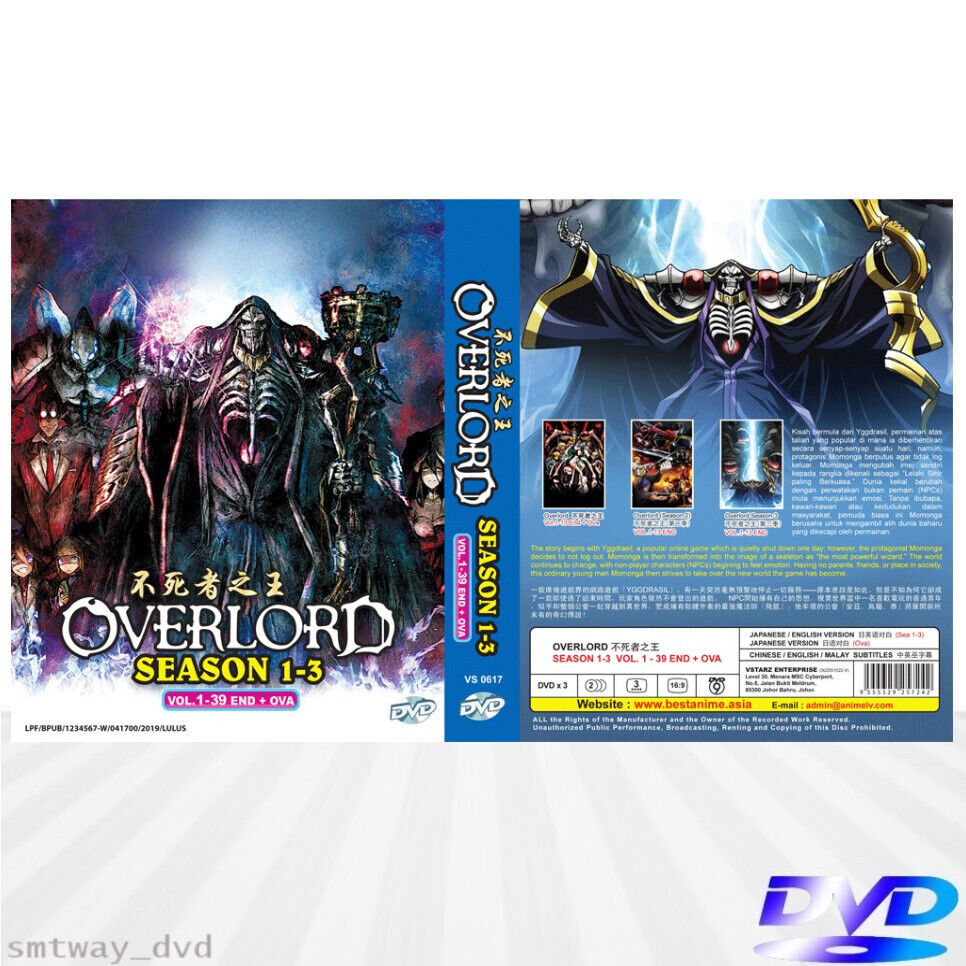 Overlord Anime DVD Season 1, 2, 3 (Vol : 1 to 39 end + OVA) ENGLISH DUBBED!!