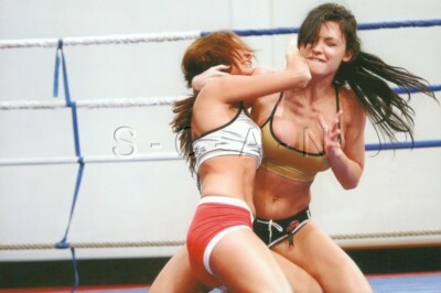 Color Real Photo- Semi Nude- Sports- Two Women- Wresting- Catfight- Panties- Bra