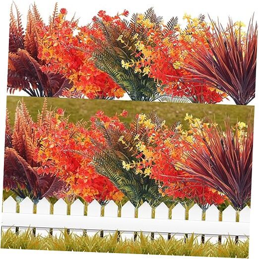 20 Bundles Artificial Fall Flowers UV Resistant Autumn Plants for Mix Fall