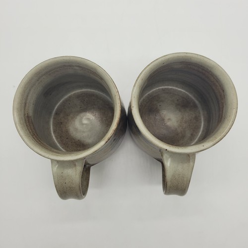 Artist Signed Studio Pottery Floral Coffee Mugs Handmade Multicolor Set of 2 - Picture 3 of 7