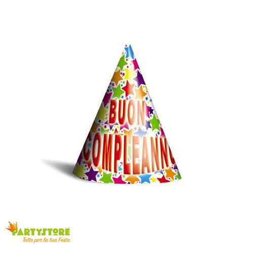 cappellini buon compleanno in cartoncino 6 pz colorati party festa  compleanno | eBay