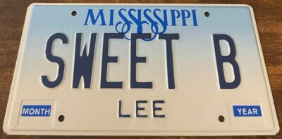 SWEET B Vanity License Plate Mississippi Sweet Shop Boutique Treats amd ...