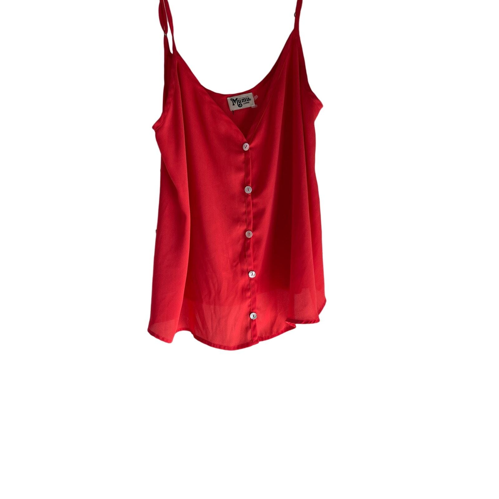 Mumu Style Vibrant Orange Button Front Top Size Large  