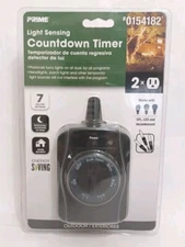 Prime Light Sensing Countdown Timer Outdoors Dusk Photocell 7 Program Settings