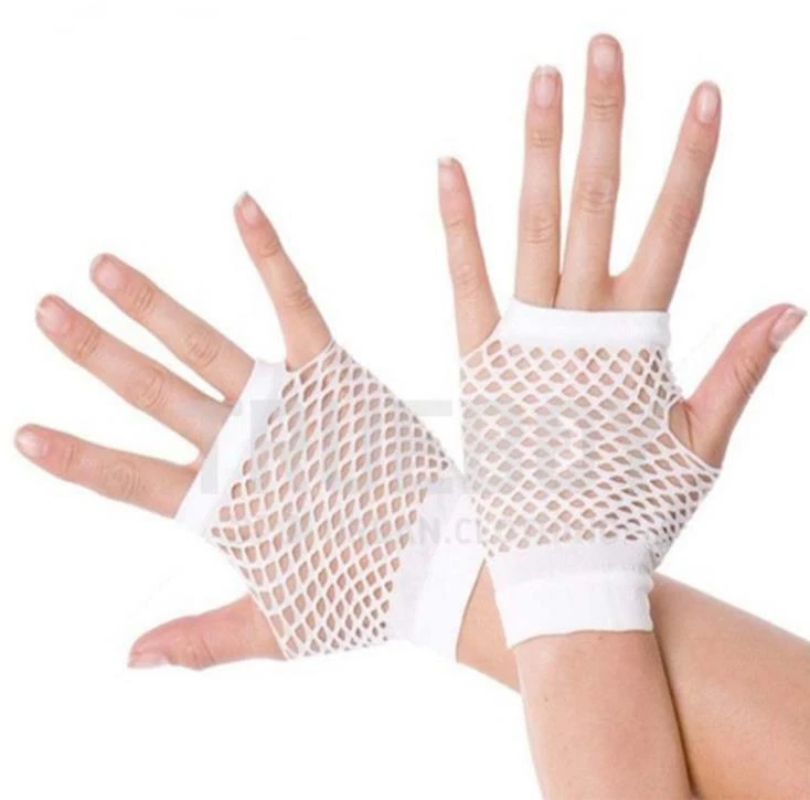 Neon Fingerless Fishnet Wrist Gloves Assorted Colors 80s Costume Props Halloween - Image 4 of 4