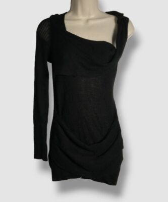 $1851 Tom Ford Women's Black Wrapped Off-Shoulder Cashmere-Silk Top Size L