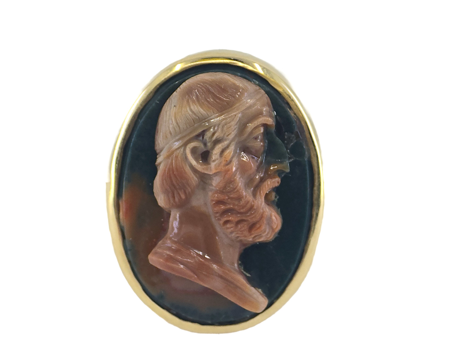 SOLID 14K GOLD signed RN HIPPOCRATES PROFILE CAME… - image 3