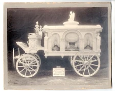 LARGE FORMAT PHOTOGRAPH – ADVERTISING – S.C. PEASE – ORNATE HORSE DRAWN HEARSE