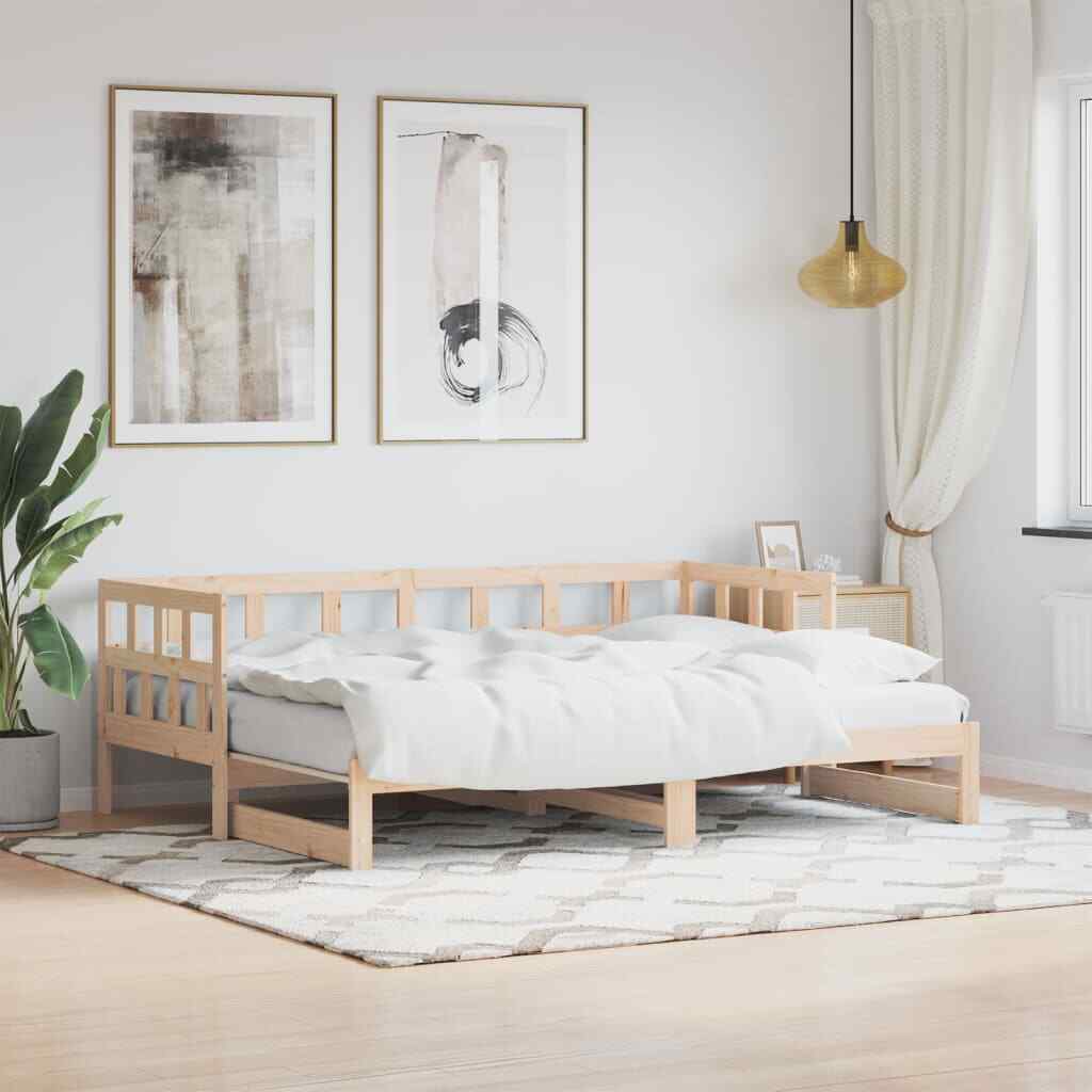 CIADAZ Daybed with Trundle 80x200 cm Solid Wood Pine, Bedroom Furniture, Guest Bed, Bed Base, Bedframe, Beds, Frames & Bases - 836207 14 Daybed with Trundle 80x200 Solid Wood Pine W9V8
