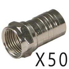 50 Pack Lot - F-Type One Piece Crimp On Connector Male Plug for RG6 Coax Cable