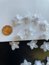 200  white organza daisy flower pearl bead applique 3/4" bridal doll US SHIPPER