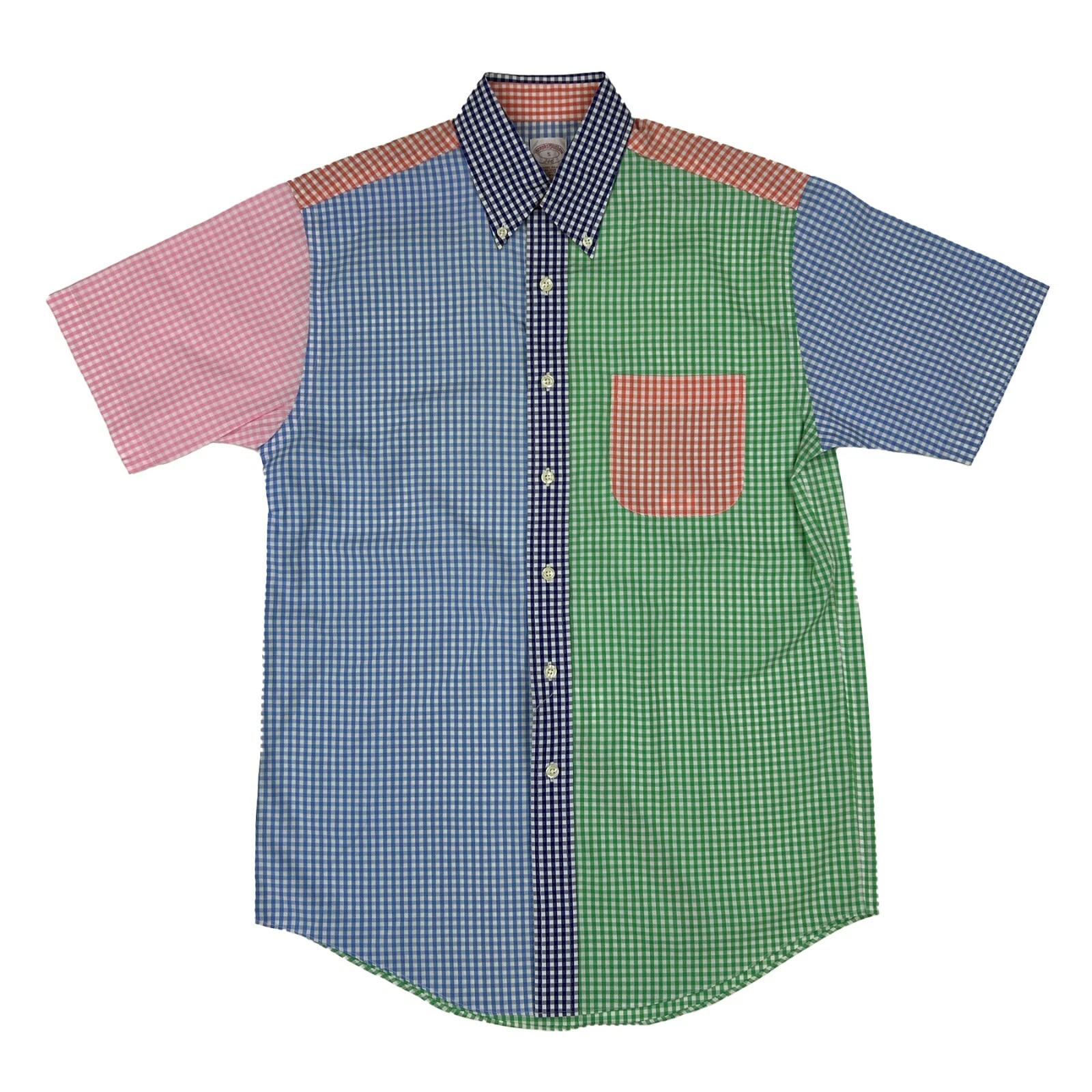 Brooks Brothers 346 Short Sleeve Gingham Print Button-Down Shirt - Multicolor -