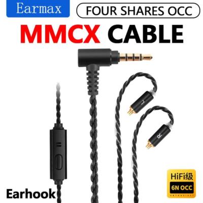 3.5mm to MMCX OCC Cable For Vsonic GR07 09 IBasso IT01 03 Earhook Microphone 4FT