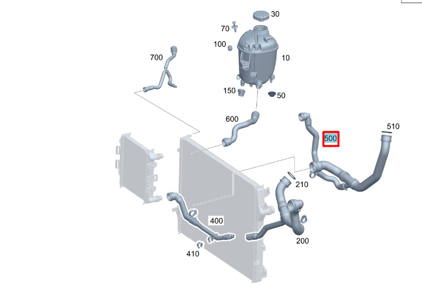 MERCEDES-BENZ S W223 Front Lower Radiator Coolant Hose A2235011701  