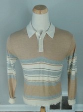 Vintage 70s Jantzen Surf Stripe Polo Retro Mod Shirt Atomic Sweater L USA Hippie